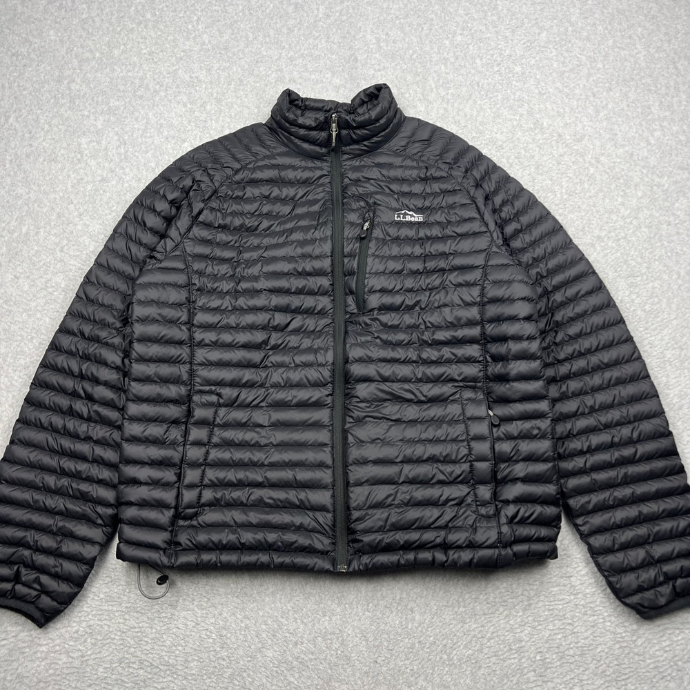 LL Bean Ultralight 850 Down Puffer Jacket Mens Large Black DownTek Coat 290635